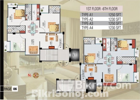 (1230 Sft) Flat for Sale at Near Mohammadpur
